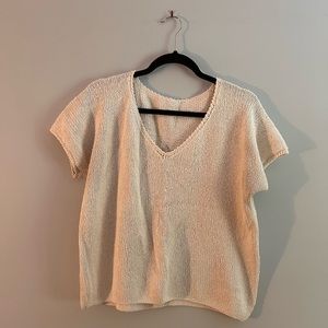 Slightly off white knit vintage shirt. Potentially hand made. likely L/XL